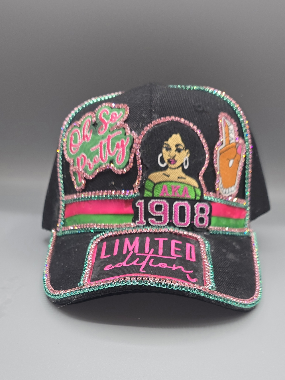 Limited Edition Black & Pink Embellished Baseball Cap - AKA 1908
